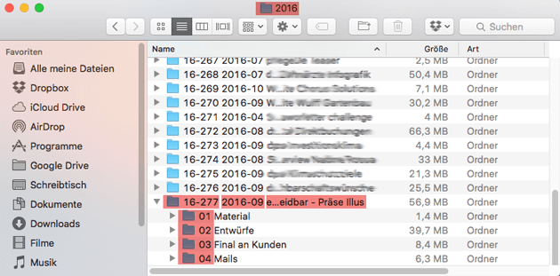 Meine Ablage von Kundenaufträgen / Jahresabschluss digital @Achtung Designer Gudrun Wegener