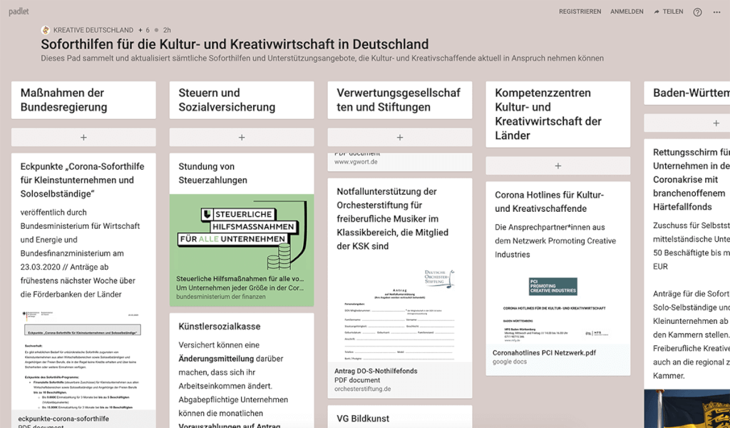 Corona-Krise: Hier findest du Tipps und Hilfe für Designer und Kreative | Achtung Designer kreative deutschland screenshot soforthilfe corona designer