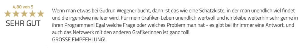 Das sagen Kunden über die Angebote, Freebies, Newsletter und Informationen von Achtung Designer.